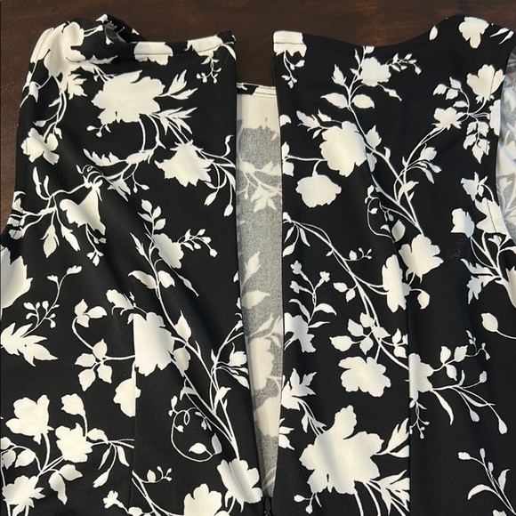Talbots Black and White Flower Pattern Sleeveless Midi SundressSz M - Picture 6 of 11
